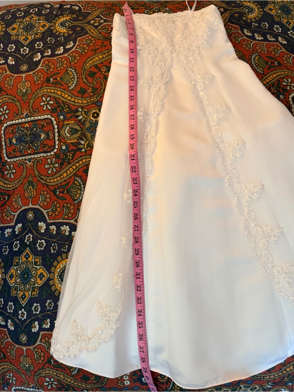 David's Bridal white Flowergirl Jr Bridesmaid 1st Holy Communion dress w/lace - Picture 7 of 12